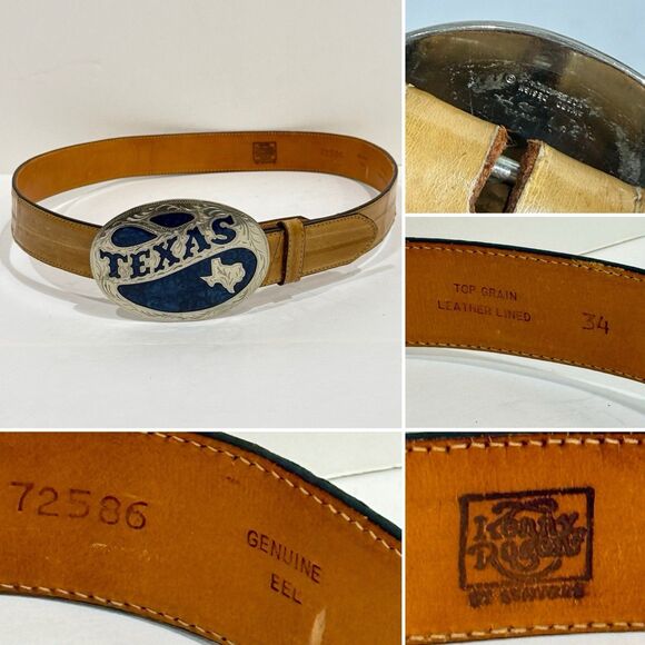 Vintage Western Tooled Leather Belt German Silver Horse Buckle Brown Size 34 - Picture 11 of 16